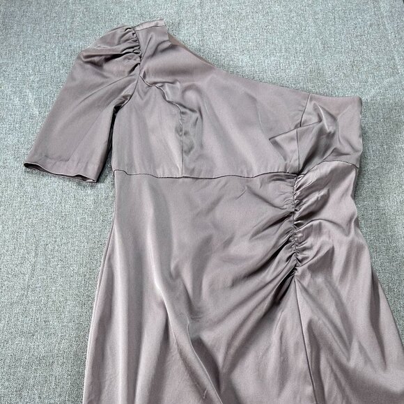 Donna Ricco A-Line Dress Women's 6 One Shoulder Party Cocktail Brown-ish Gray - Picture 6 of 13
